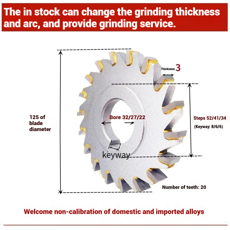 1057-Alloy three-face milling cutter can be customized tungsten steel 63 80 100 125 YW2 steel parts milling slot welding disk cutter Shandong Denso Pricision Tools Co.,Ltd.